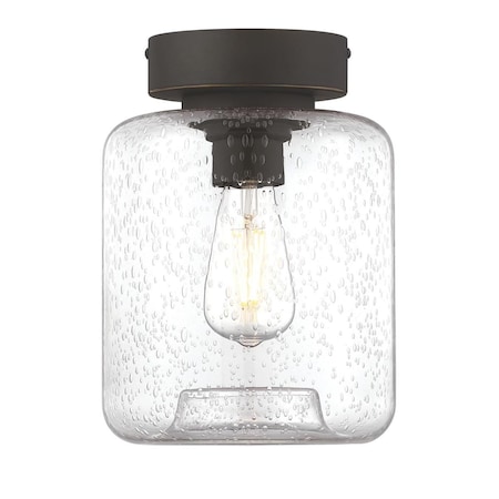 Westinghouse Fixture Ceiling SemiFlush-Mount 60W Judd 8In ORB High-Light Seed Glass 6119300